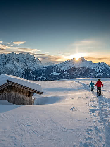 Schneeschuhlaufen im Haslital, Berner Oberland. Aufgenommen am 11.02.2017 