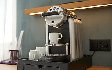Espressomaschine in einer Unterkunft in Meiringen im Hotel Victoria