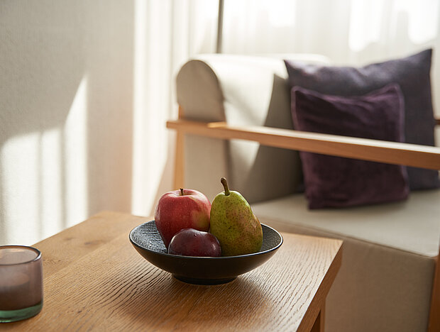Obstschale im Superior Doppelzimmer im Hotel Victoria Meiringen